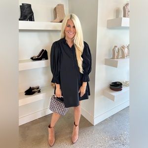 BLACK POPLIN PARK MINI DRESS